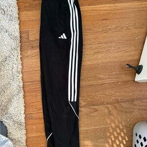 Adidas Black Soccer Joggers with White Stripes